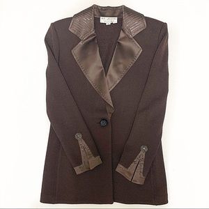 St. John brown knit satin sequin blazer